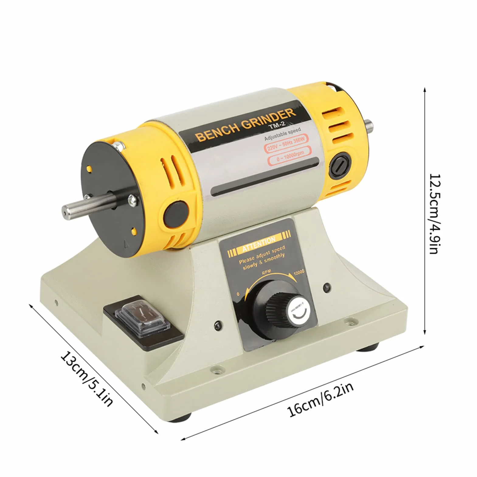 Polisseuse électrique 350 W pour moteur de tour de bijoux, taille compacte, faible vibration, roulement à billes lubrifié, boîtier de moteur étanche à la poussière