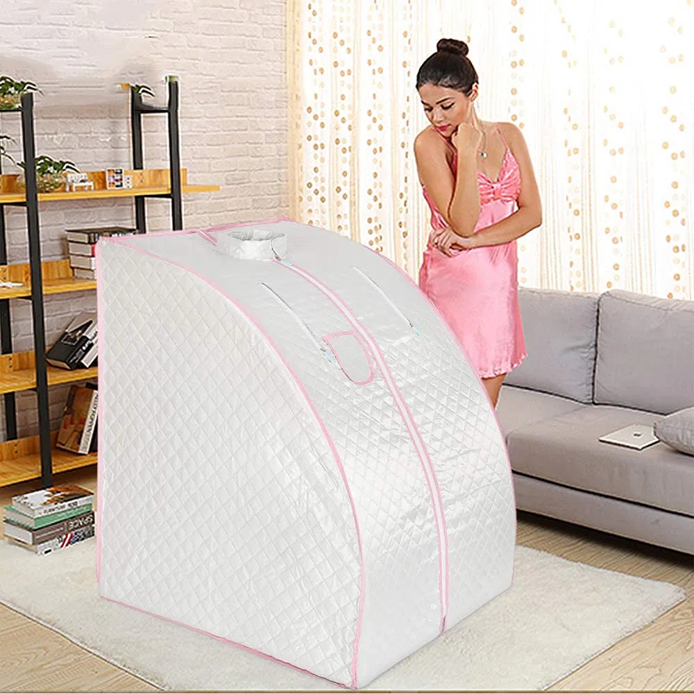 Sauna pliable cabine à chaleur Thérapeutique Spa 1000W Sauna à Vapeur,Sauna e portable,Personal Spa at home avec le contrôleur de température à distance(98x80x70cm) (Argenté)