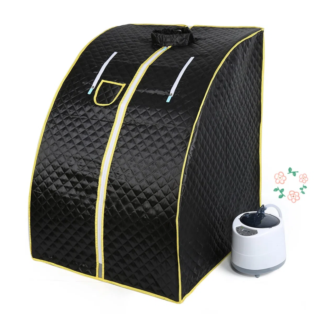 Sauna à Vapeur Sauna Pliable Cabine Portable Home Sauna Spa Tente Saunas avec le Contrôleur de Température à Distance Sauna Couverture de Sauna,98x80x70cm-noir