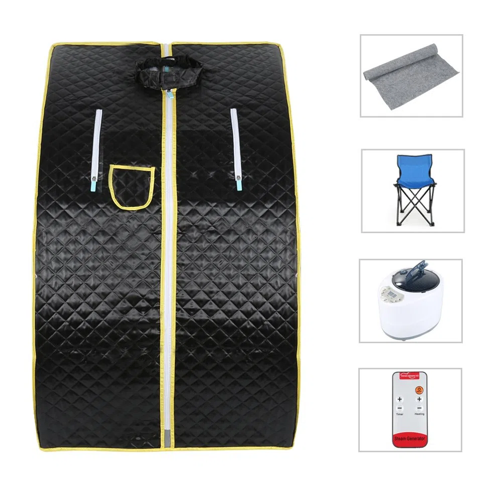 Sauna à Vapeur Sauna Pliable Cabine Portable Home Sauna Spa Tente Saunas avec le Contrôleur de Température à Distance Sauna Couverture de Sauna,98x80x70cm-noir
