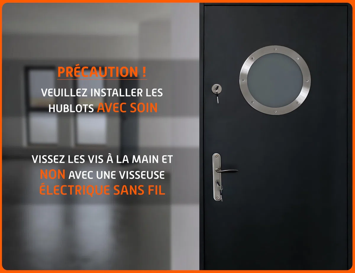 MLS Hublot B4000, Pour Portes, en Acier Inoxydable, Verre de Sécurité Feuilleté, Convient Aux Portes de 40 mm D'épaisseur, Vis de Fixation Visibles des Deux Côtés, 400 mm de Diamètre, Verre Clair