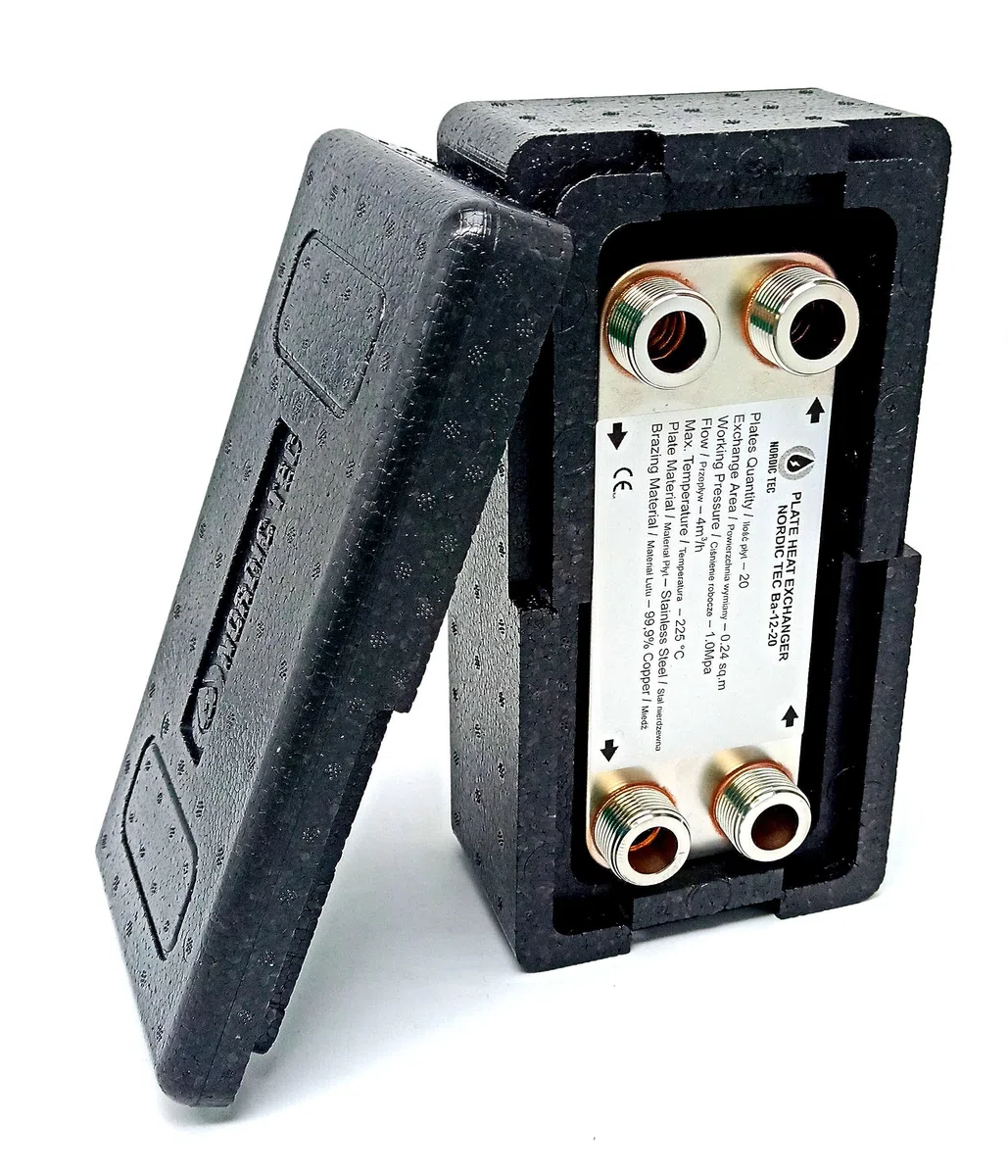 Nordic Tec Ba-12-20 Échangeur de chaleur en acier inoxydable avec isolation 20 plaques 45 kW 3/4"