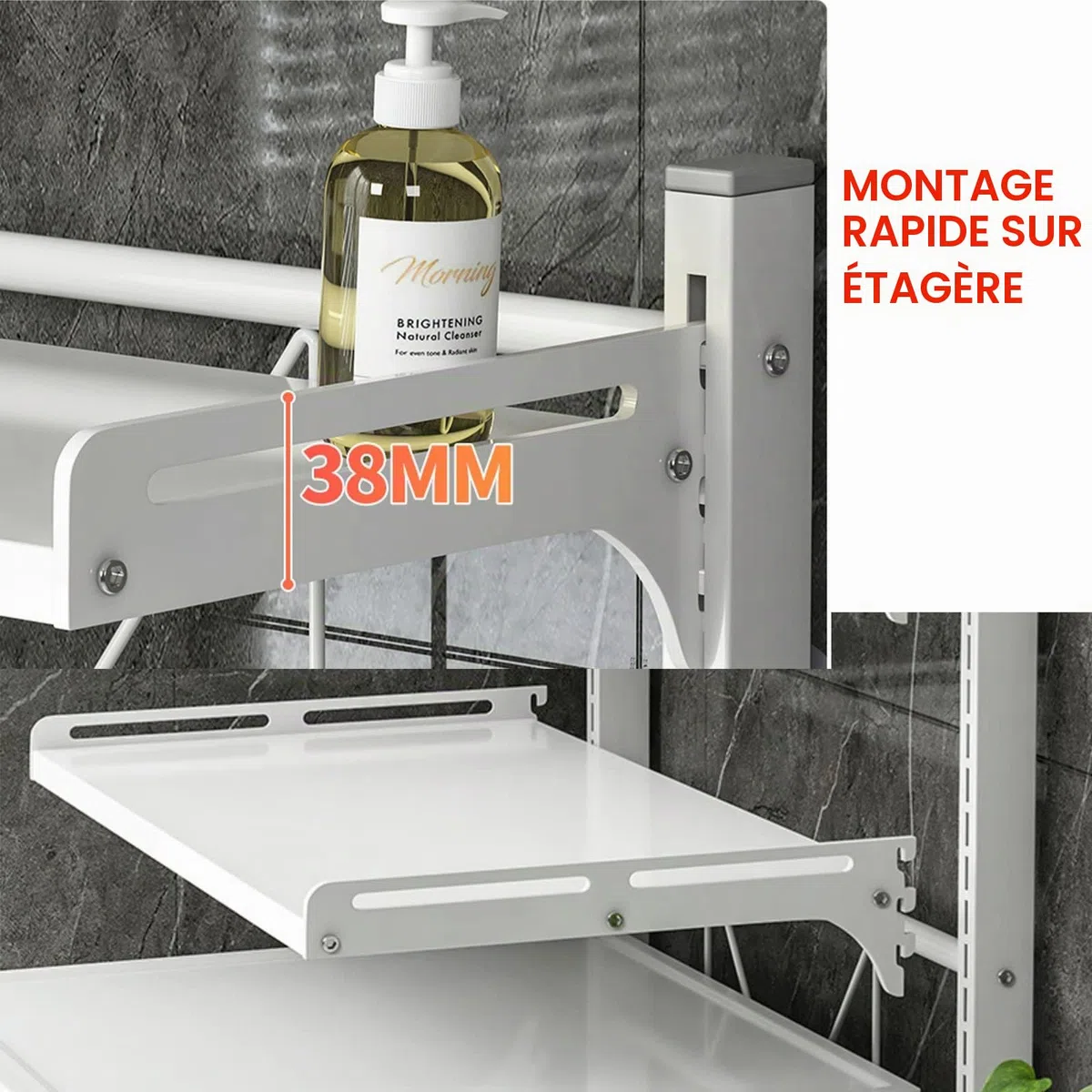 Organisateur de Toilettes sur pied Réglable Support de Rangement pour Étagère à Linge Salle de Bain Espace Économisé, au-Dessus de l'étagère de la Machine à Laver, Rangement pour Lave-Linge Utilitaire