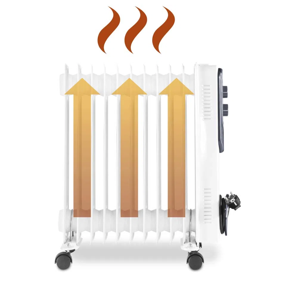 TROTEC Radiateur bain d'huile TRH 21 E, 3 niveaux de puissance, 2500W, thermostat réglable, 11 ailettes, chauffage silencieux avec fonction antigel