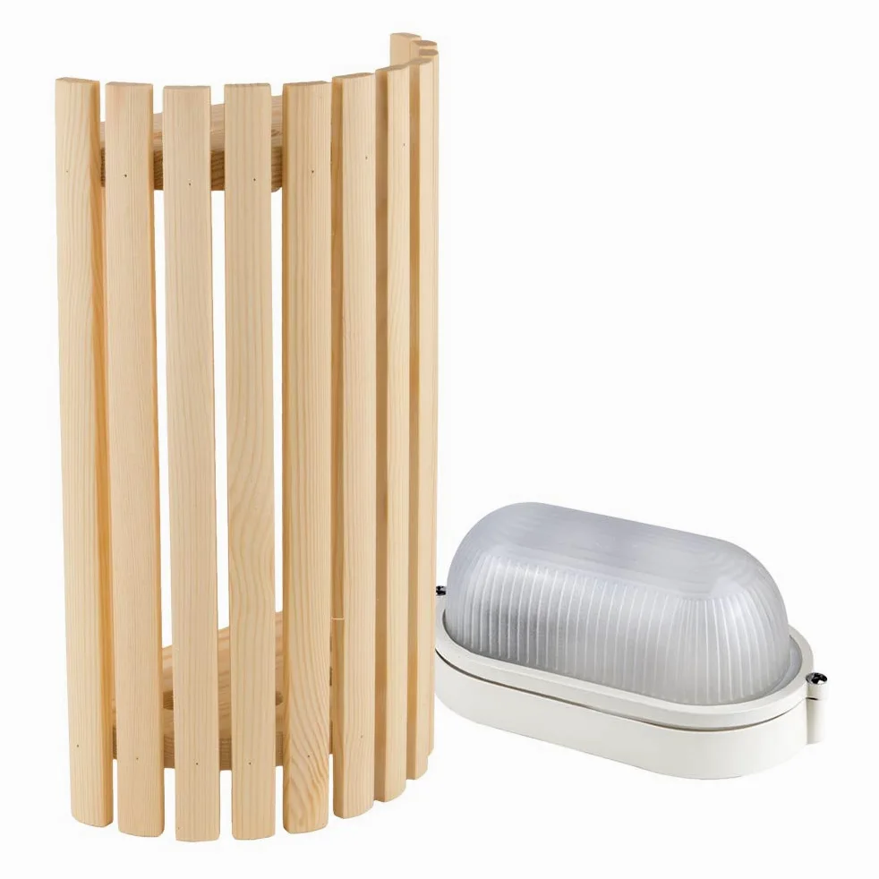 Kit d'éclairage de Sauna Abat-jour Sawo 914-VP de Pin avec E27 IP54 Lampe de Sauna et Câble de Silicone 5m SiHF