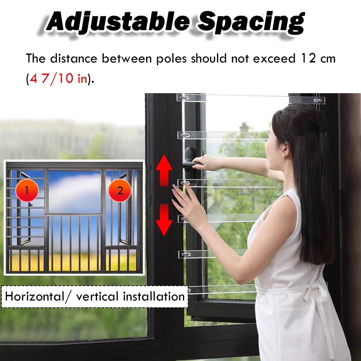 AMUFJJ Garde Corps fenetre Filet De Sécurité pour Fenêtre sans Perçage, Barreaux De Sécurité Transparents pour Appartement/hôtel/hôpital, Garde-Corps De Sécurité pour Enfants(5 Pack,27in/68.6cm)