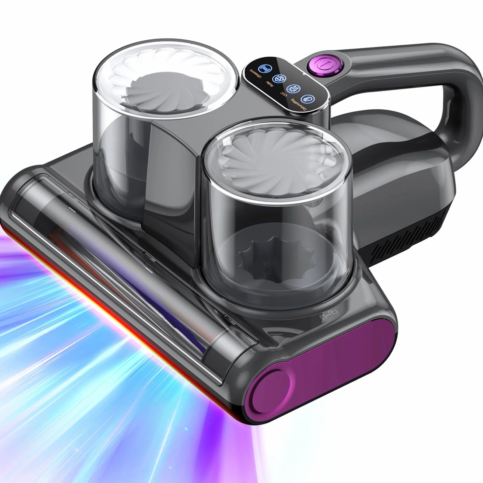 Aspirateur Anti Acariens Matelas avec Lumière UV-C de 253,7nm Aspirateur Lit 16Kpa Aspiration Ultrasons Chauffage Filtre HEPA Brosse Rotative Élimine des Allergènes 500W