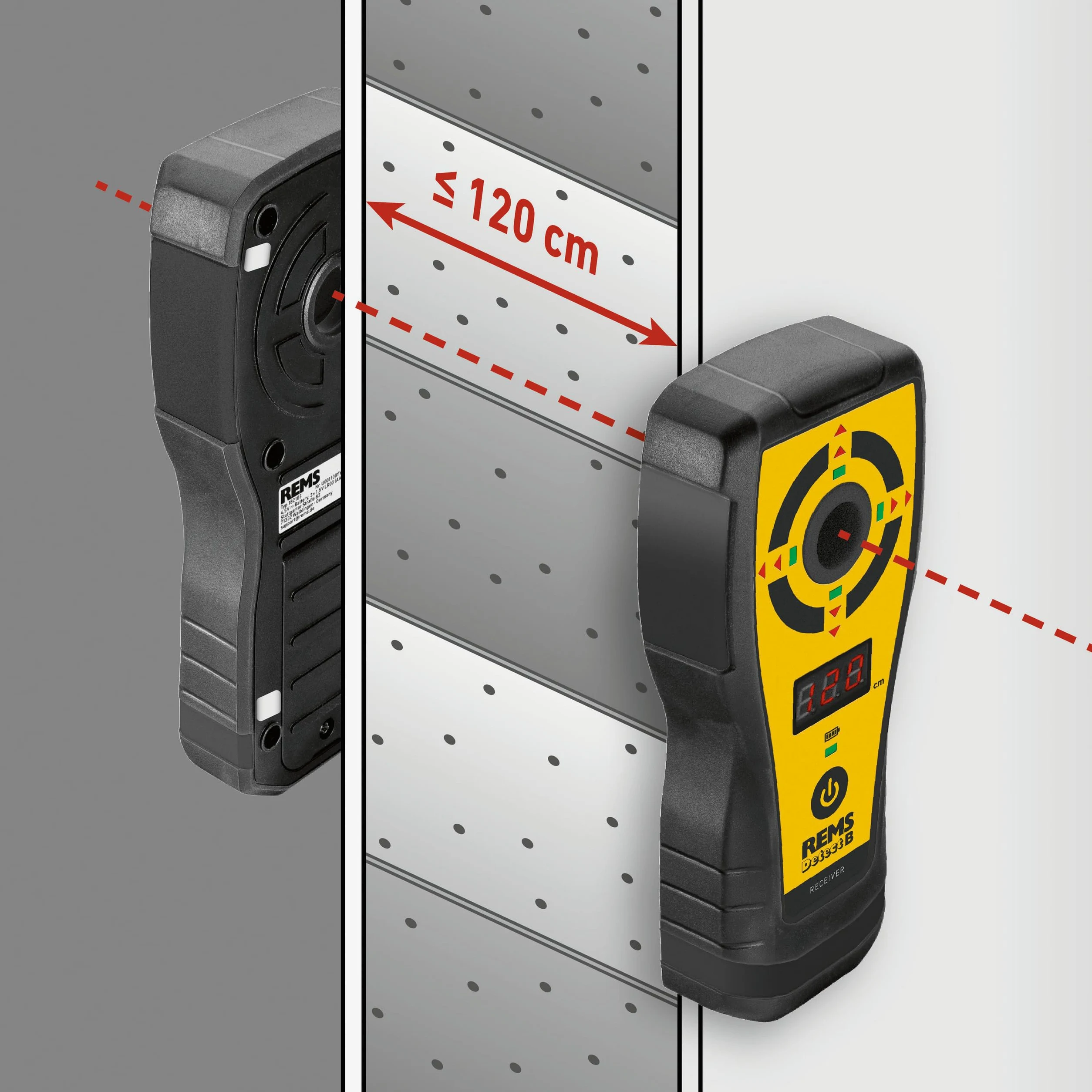 REMS Detect B 182100 R5 Kit de localisation acoustique et optique avec technologie LED, alignement et positionnement des forets dans un coffret solide