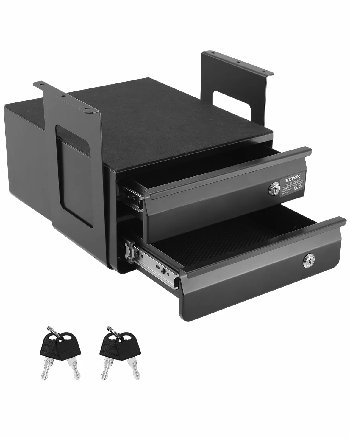 VEVOR Tiroir Coulissant sous Bureau, 365x335x250 mm, Tiroir Organisateur de Rangement de Bureau Caché Verrouillable, Capacité de Charge 5 kg, pour Maison sous Table, Poste de Travail Assis-Debout