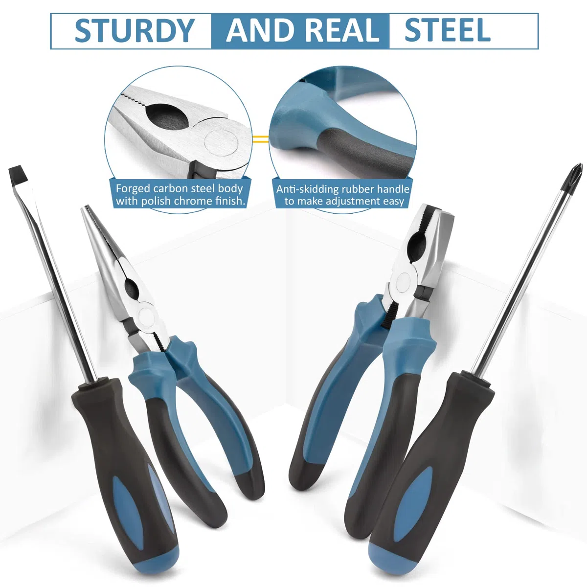 Sundpey Kit d'outils pour la maison 148 pièces – Ensemble d'outils portables de réparation manuelle de base avec étui et tournevis à cliquet et clé hexagonale et pinces et clé