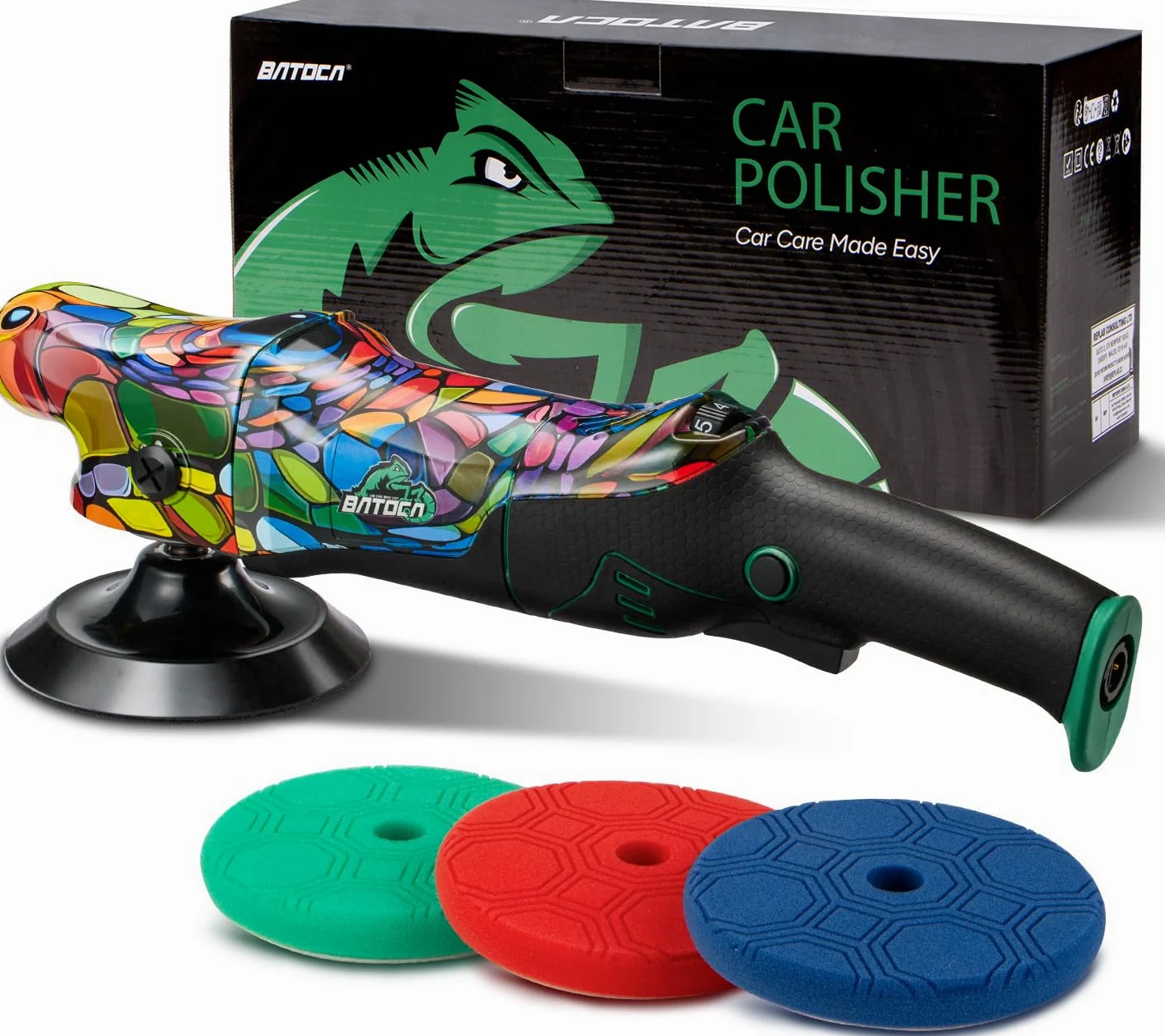BATOCA P2 Polisseuse Rotative 1000W Couple Élevé, 150mm Lustreuse Pro pour Correction Peinture - Anti-Vibration, Câble Amovible 5m, 6 Vitesses 1000-3800 tr/min - Voiture, Bateau, Camping-Car