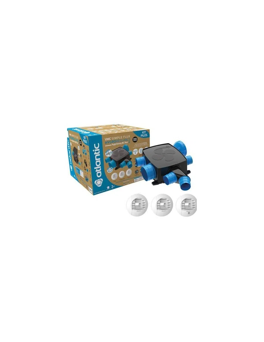 Kit piles hygrocosy bc flex + vmc hygro basse conso plat 6 sanitaires(3 bouches)