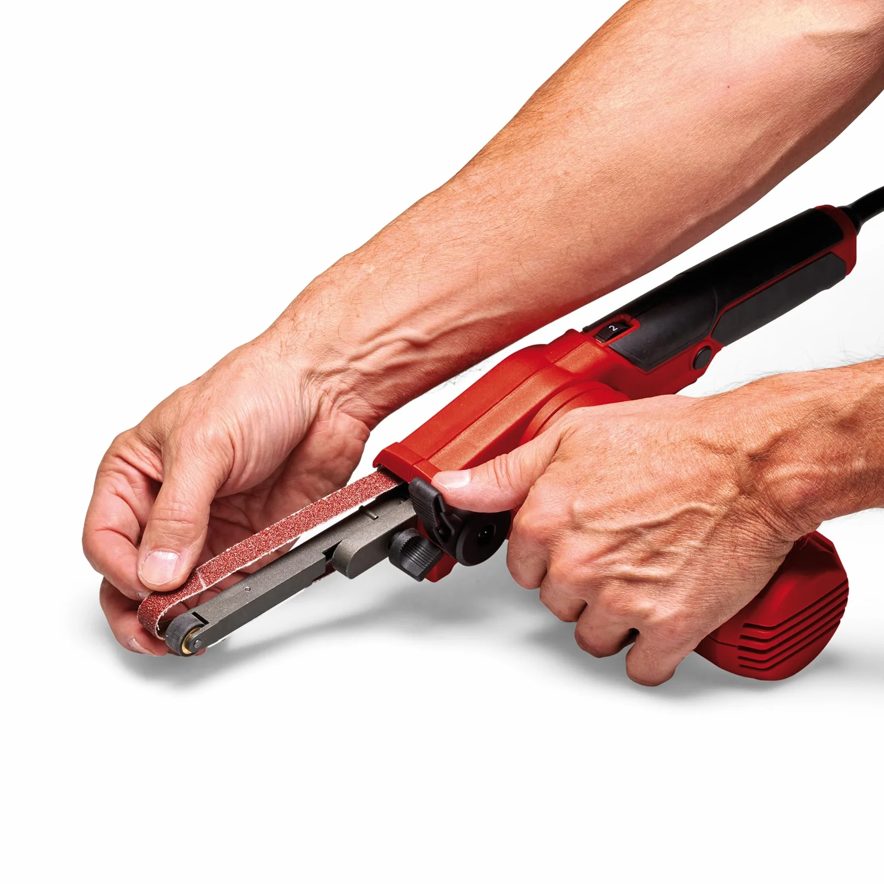 Einhell Lime à bande TC-BF 500 E (500 W, vitesse jusqu’à 1 700 m/min, fonction de marche continue, système d’aspiration des poussières intégré, variateur électronique, avec jeu de 6 bandes abrasives)