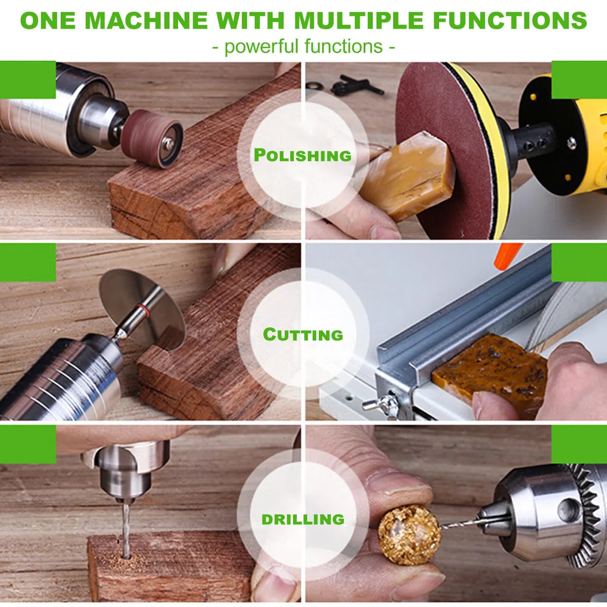 Scie à Table lapidaire - Machine de Polissage de Roche - Meuleuse multifonctionnelle à Vitesse réglable, avec Tuyau d'eau réglable - Hauteur de Coupe 4 cm - Support de meulage/Coupe/perçage - avec a