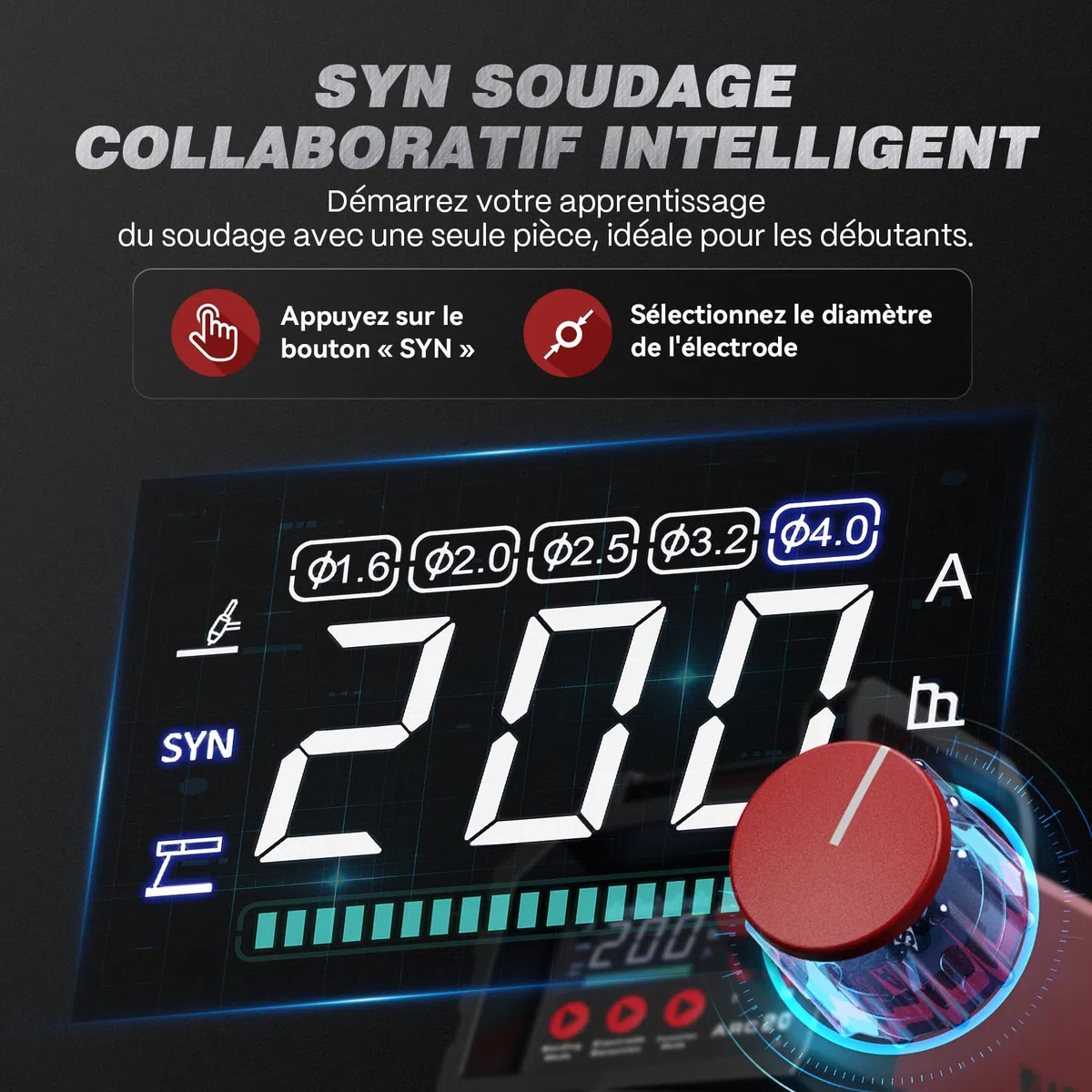 ARCCAPTAIN Poste a Souder Arc/Lift TIG 200 A avec Grand écran LED, Poste à Souder Inverter avec Contrôle Synergique,230V Machine a Souder con IGBT, Hot Start, Arc-Force, Anti-Stick
