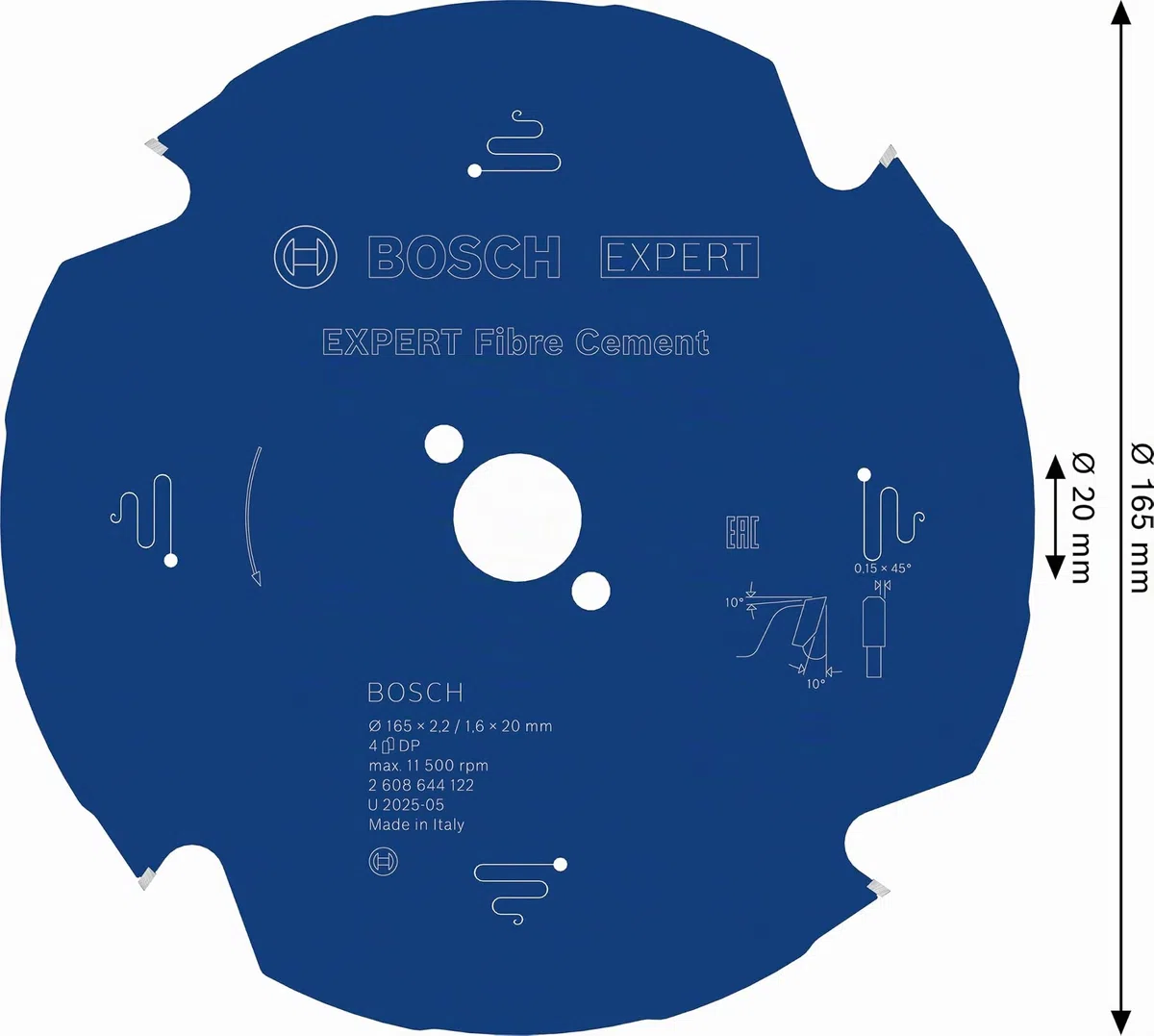 Bosch 1x Lame de scie circulaire filaire EXPERT Fibre Cement (pour Panneaux de fibro-ciment, Ø mm, Professional Accessoire Scies circulaires portatives filaires)