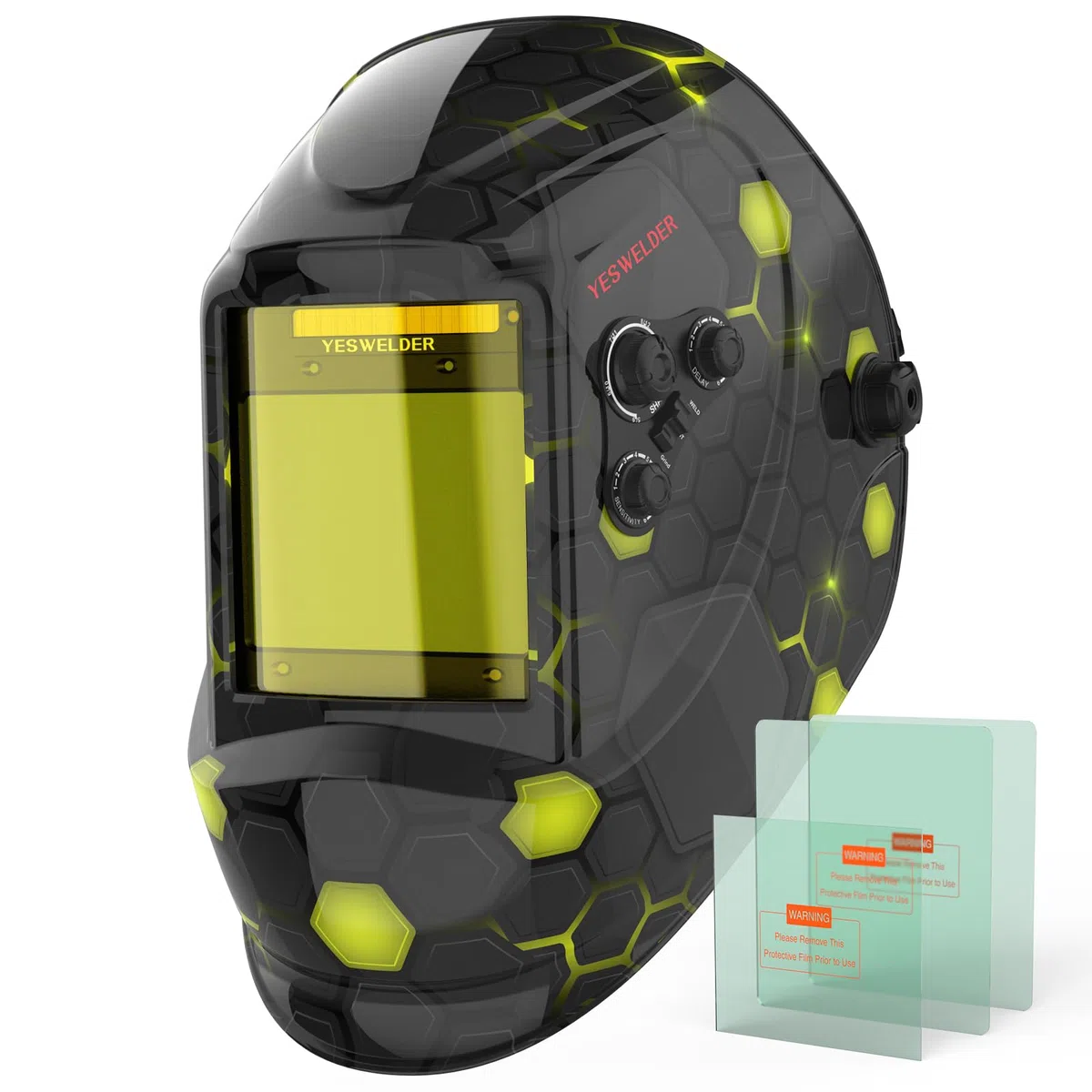 YESWELDER Masque Soudure Vraie Couleur Grande Vue 10X9cm Casque Soudure Automatique Filtre Anti-Lumière Bleue, 4 Capteur Grandes Ombres 4/5-9/9-13 pour TIG MIG Arc Cut Grind Cagoule Soudure