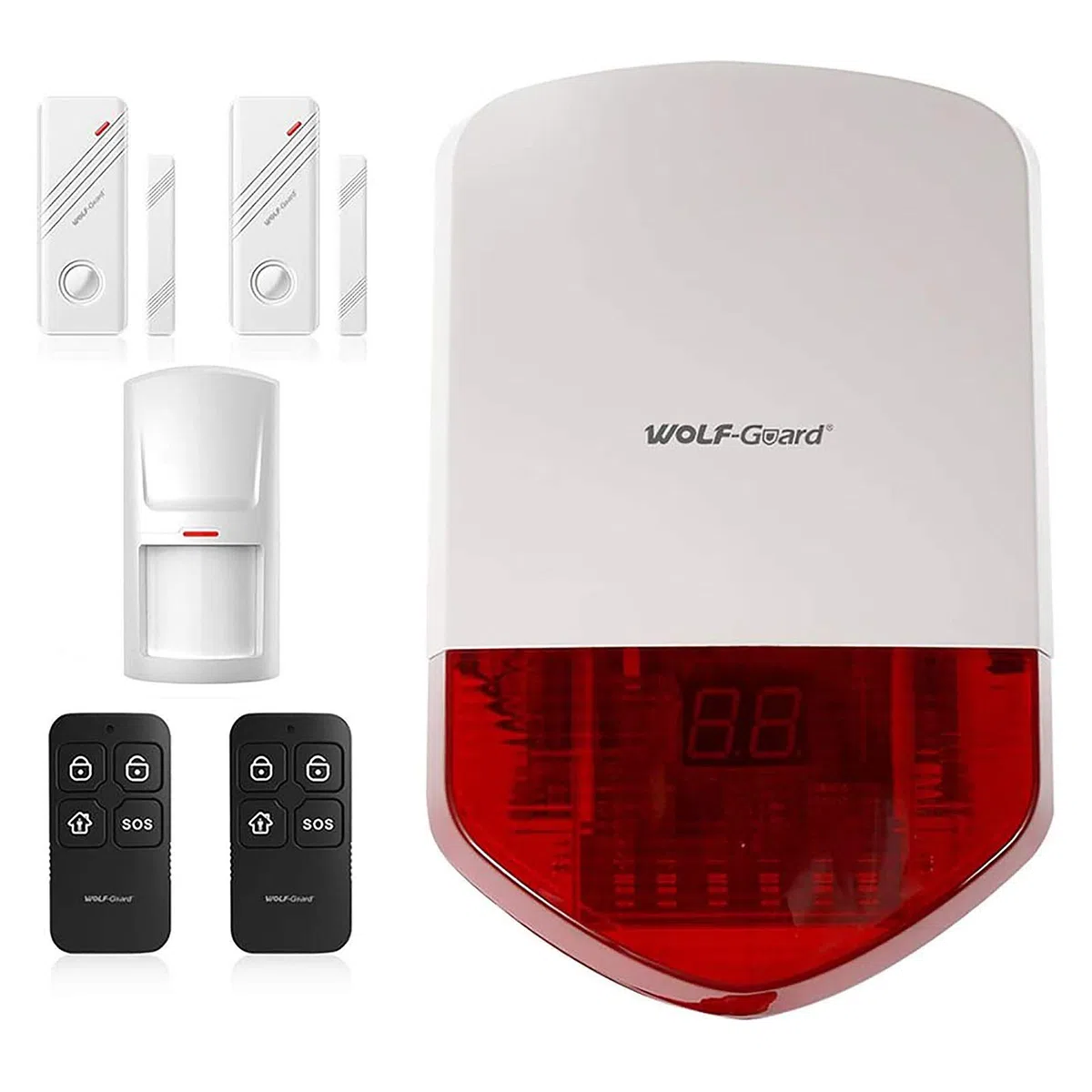 Wolf Guard LB-01A Système d'alarme de sécurité 110dB indépendant | Pour garage / chantier / porche, Avec télécommande, Détecteur de mouvement, Base indépendante