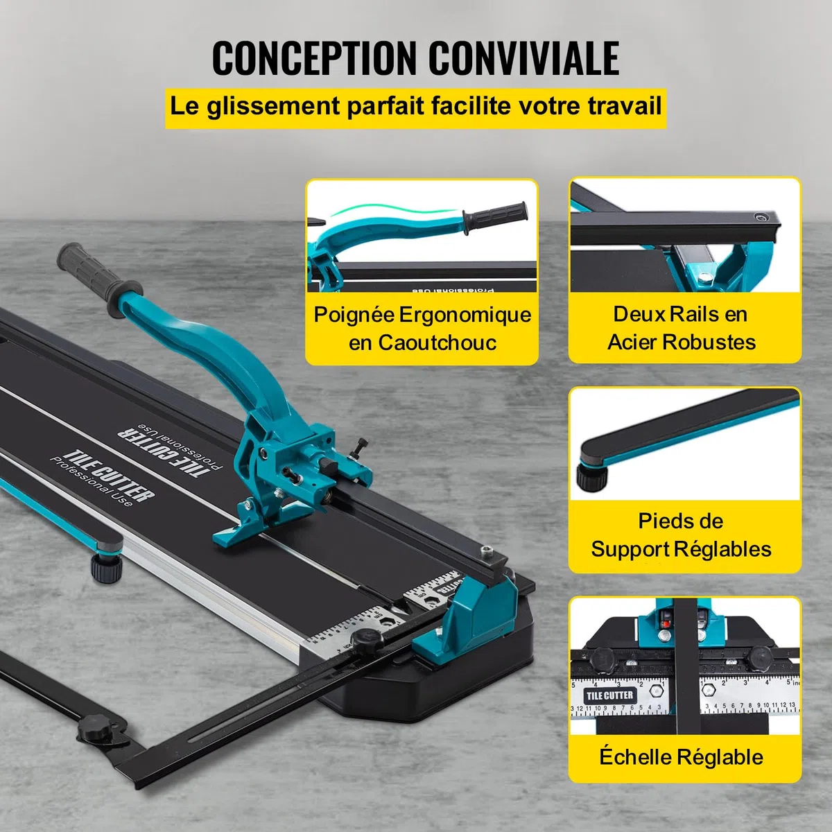 Mophorn Coupe Carrelage 1200mm, Coupe-carreaux Manuels avec Rail et Support, Positionnement Infrarouge Laser, Outils de Coupe Professionnels pour Couper les Carreaux, la Porcelaine