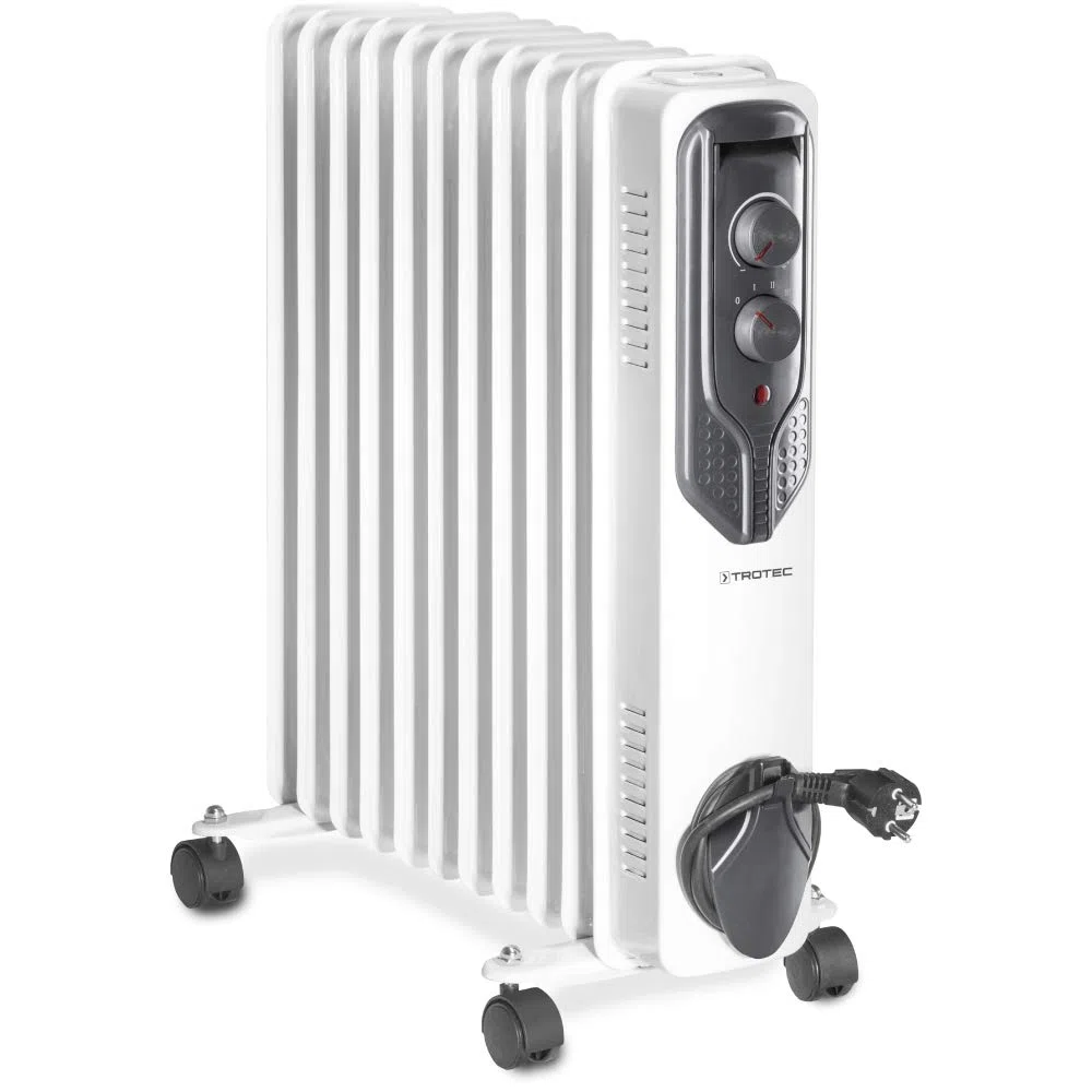 TROTEC Radiateur bain d'huile TRH 21 E, 3 niveaux de puissance, 2500W, thermostat réglable, 11 ailettes, chauffage silencieux avec fonction antigel