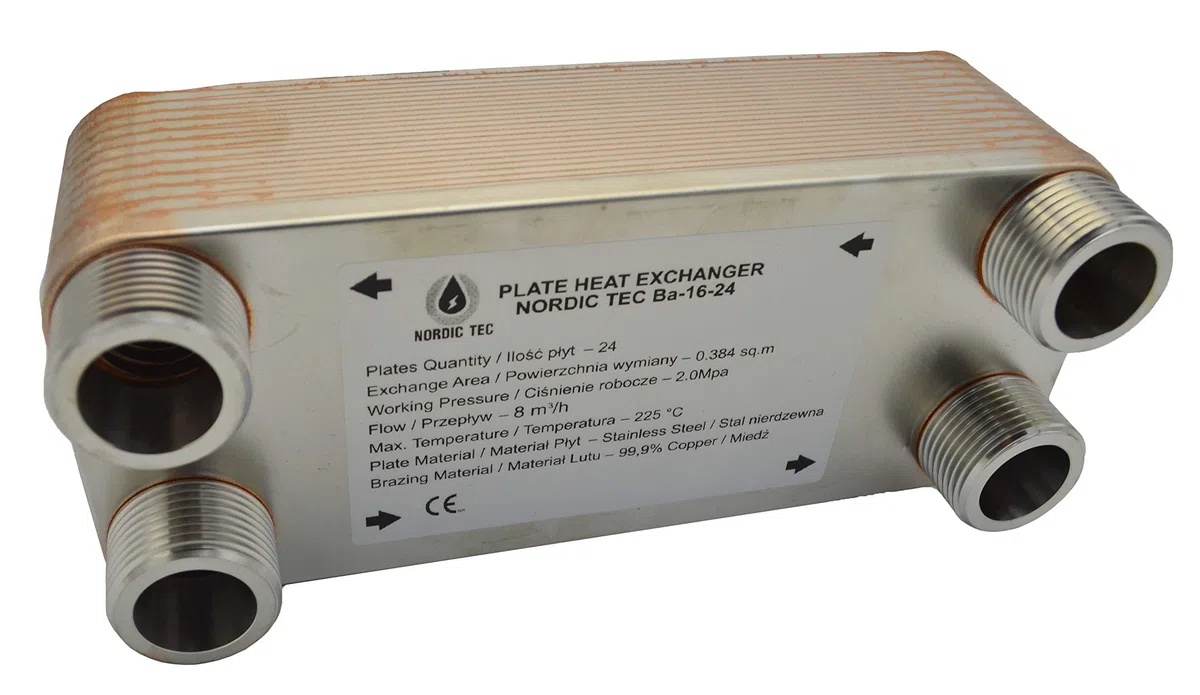 Échangeur de chaleur en acier inoxydable Nordic Tec Ba-16-24 24 plaques 100 kW 1"