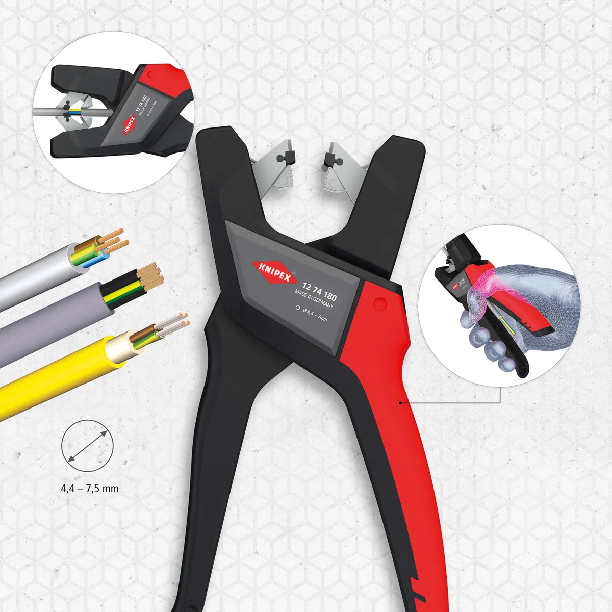 KNIPEX Pince à dégainer automatique 175 mm, 12 74 180