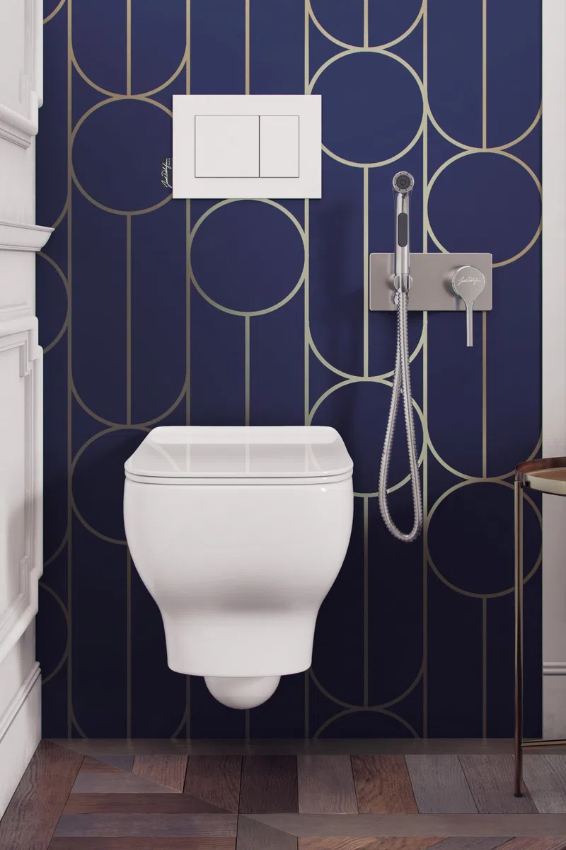 Jacob Delafon - Douchette Hygiénique Cuff pour WC - Avec mitigeur chaud/froid - Faible consommation 5L/min - Avec support mural et flexible 1,2m - 1 jet - Finition Chrome - E25838-CP