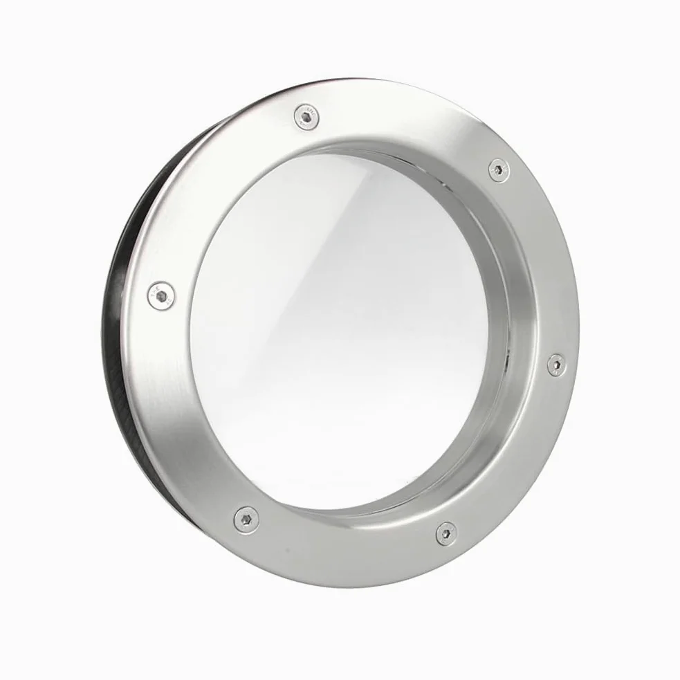 MLS Hublot B4000, Pour Portes, en Acier Inoxydable, Verre de Sécurité Feuilleté, Convient Aux Portes de 40 mm D'épaisseur, Vis de Fixation Visibles des Deux Côtés, 400 mm de Diamètre, Verre Clair