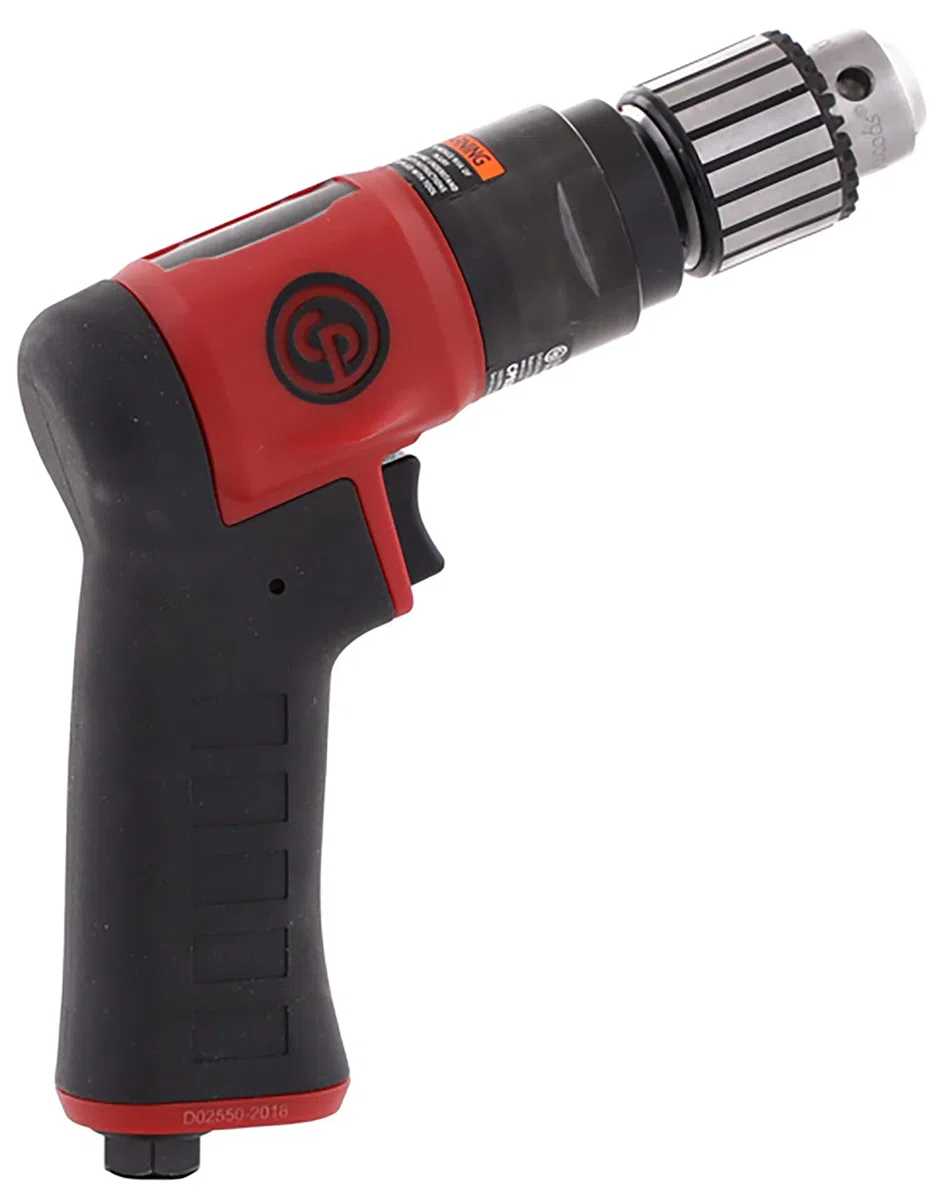 Chicago Pneumatic CP9285C - Perceuse pneumatique, 3/8" (10 mm), mandrin à clé, poignée pistolet, 0,62 HP/460 W, couple de décrochage 1,2 m lbf/5,5 NM, 3000 tr/min, perceuse à main, outils électriques