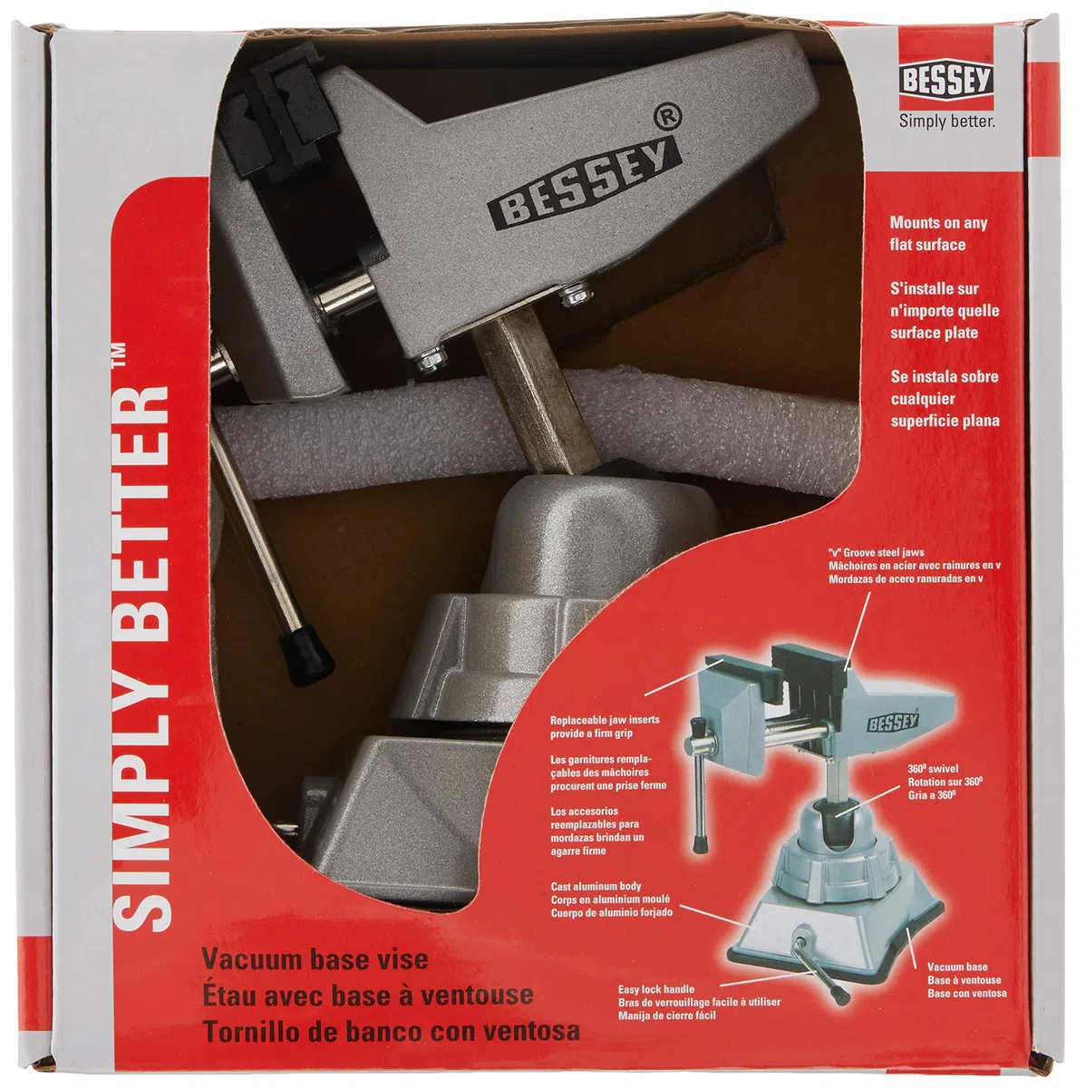 Bessey BVVB Étau à base d'aspirateur Argenté
