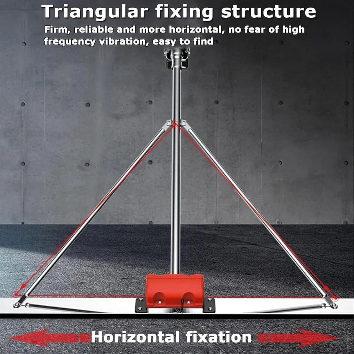 Outil vibrant pour béton,kit vibrant pour chape en béton électrique,règle de nivellement de surface en béton alimentée par batterie, Structure Fixe Triangulaire pour Chape en béton ,1.2M,2battery