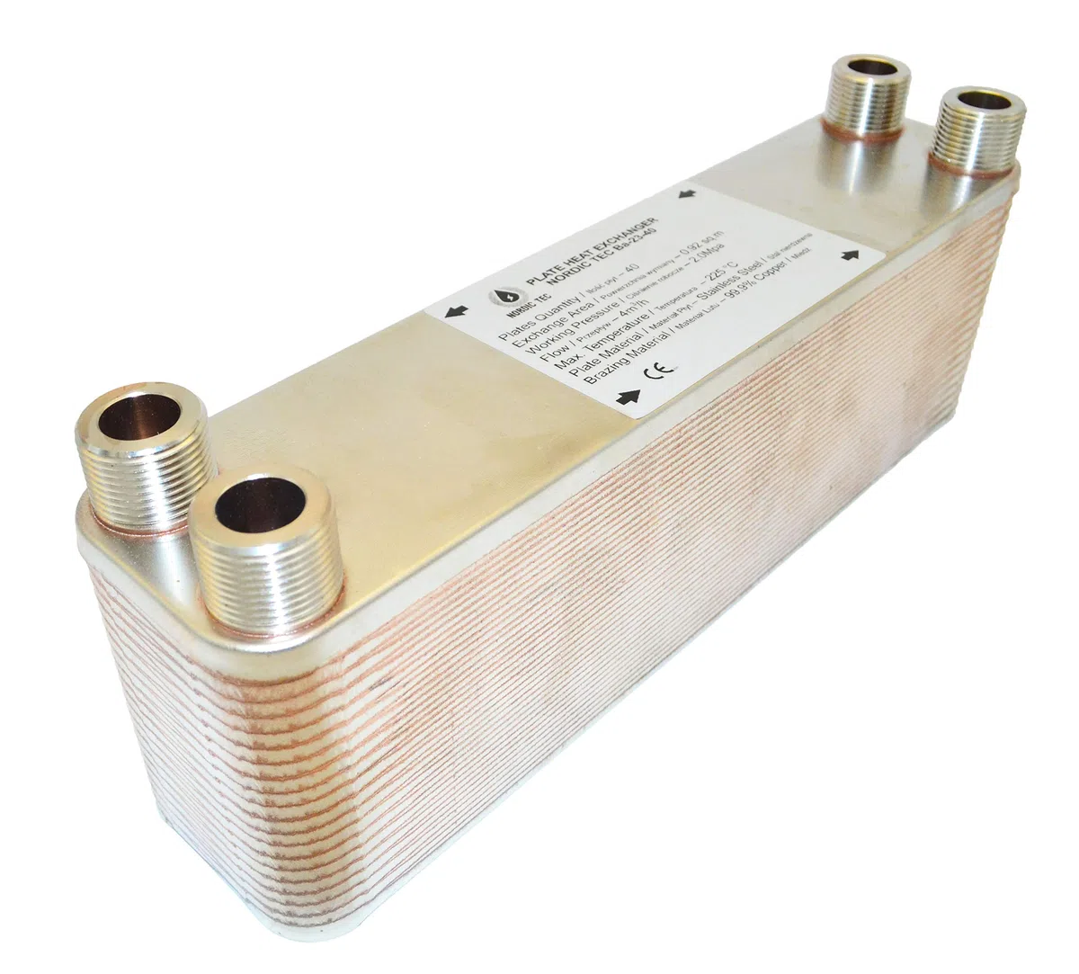 Échangeur de chaleur en acier inoxydable Nordic Tec Ba-23-40 40 plaques 165 kW 3/4"