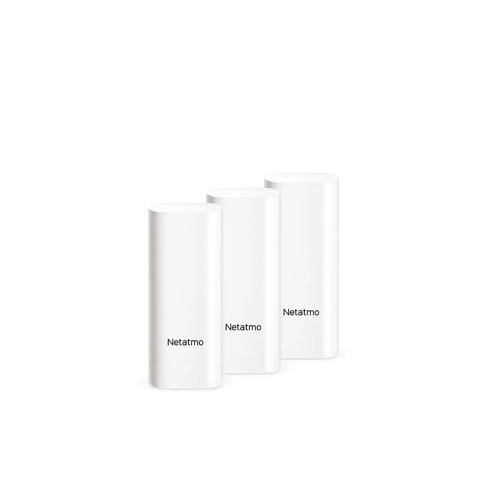 Netatmo Détecteurs d’Ouverture Intelligents pour Portes et Fenêtres, sans Fil, monoblocs, Lot de 3, détection des Vibrations - DTG-FR