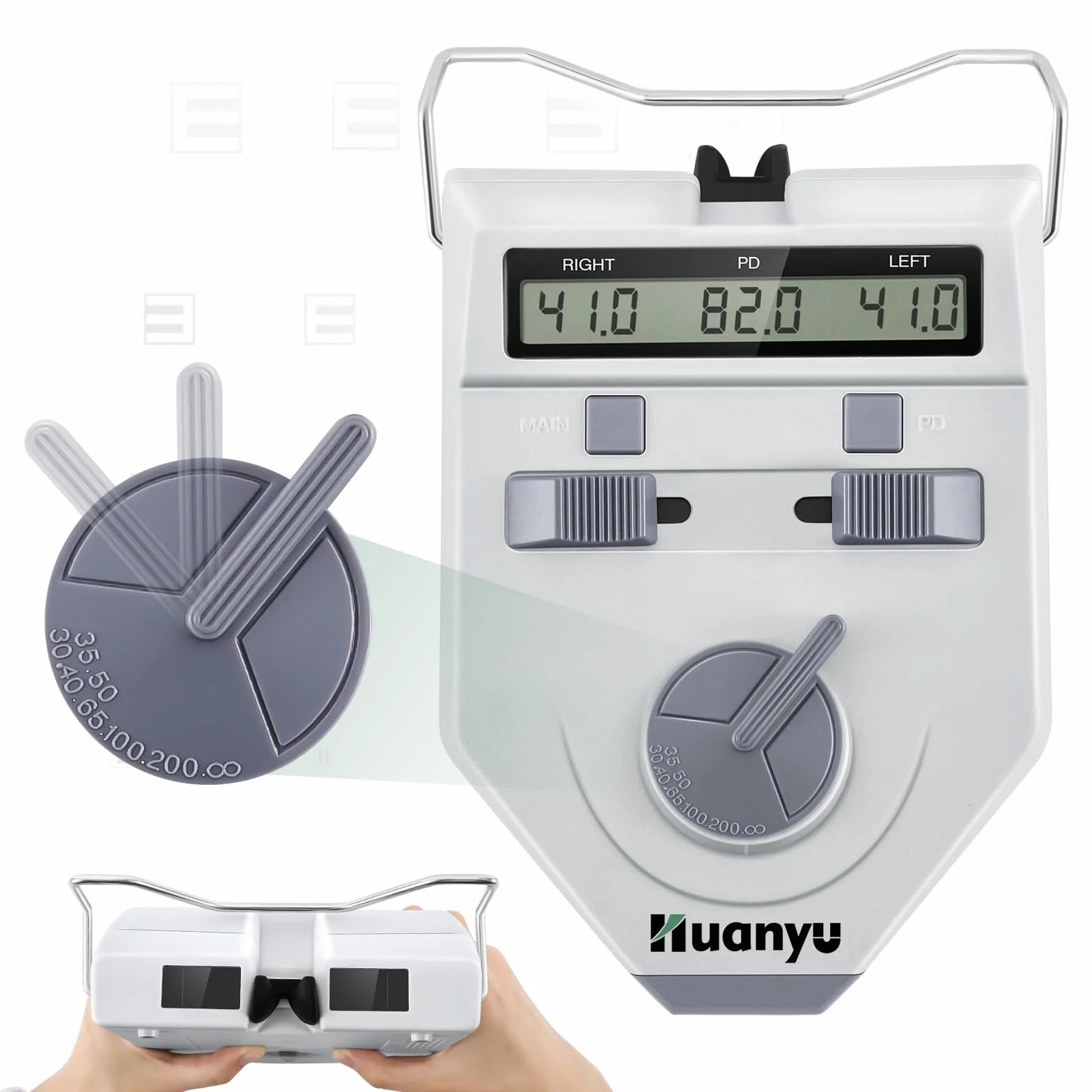 Huanyu Pupillomètre Numérique Optique PD Meter 45-82mm Mesureur de Distance Pupillaire avec Bouton Mesure des Pupilles Affichage LCD Précision 0.1-0.5mm Optométrie pour École Hôpital(LY-9AT)