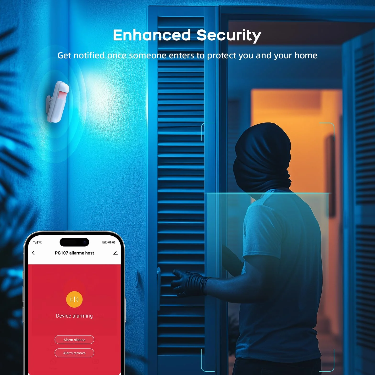 LWOHSI Système d'Alarme Maison,Alarme Maison sans Fil GSM+WiFi,Caméra de Surveillance HD 3MP,Capteur de Porte et Fenêtre Installation Facile,Détecteur de Mouvement,Compatible avec Alexa et Google