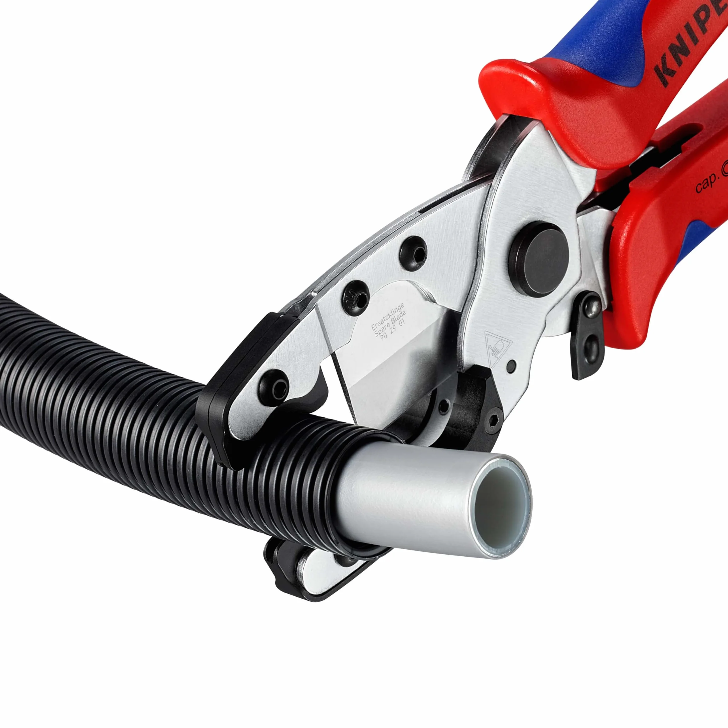 Knipex Coupe-tubes pour tubes PER et multicouche et gaines de protection chromée avec poignées multimatières 210 mm, 90 25 20